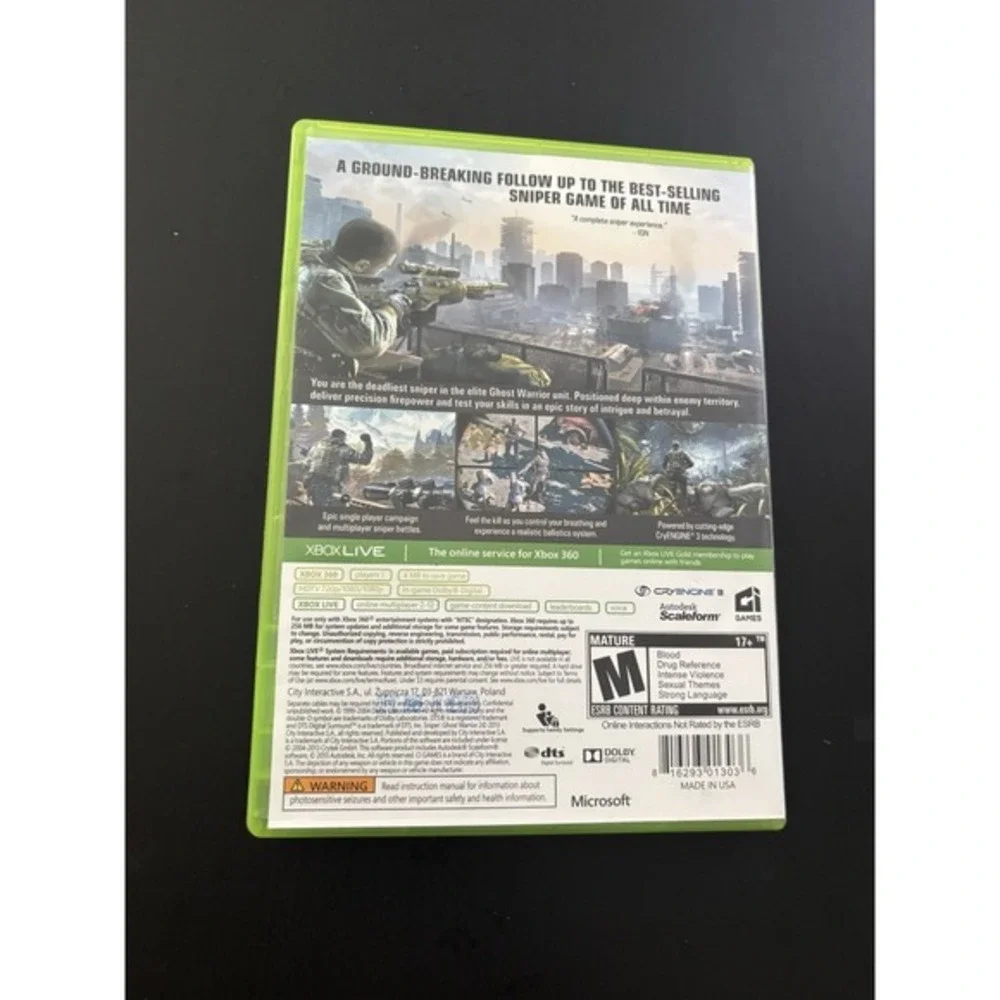 Sniper 2 Ghost Warrior (Microsoft Xbox 360) 2013‎ Complete CiB W/ Manual Tested